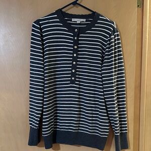 LOFT women’s gray and white stripe sweater -  XL